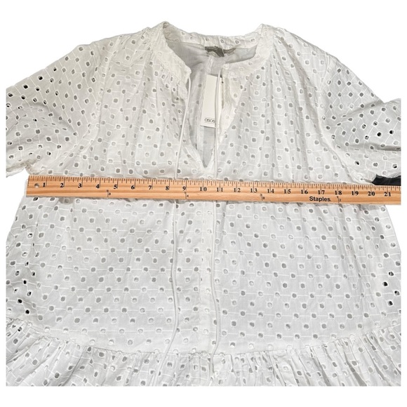 ASOS DESIGN Tiered Trapeze Mini Dress in Broderie White US Size 10 - Picture 8 of 13